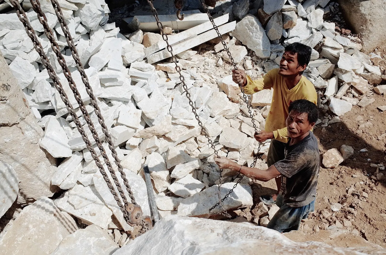 Workers handling marble in Romblon