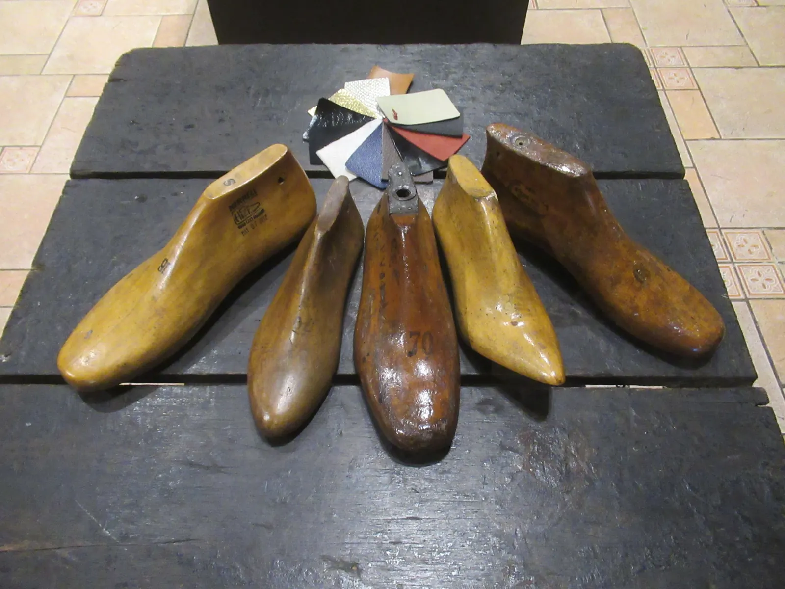 Wooden shoemaking lasts displayed in the Marikina Shoe Museum.